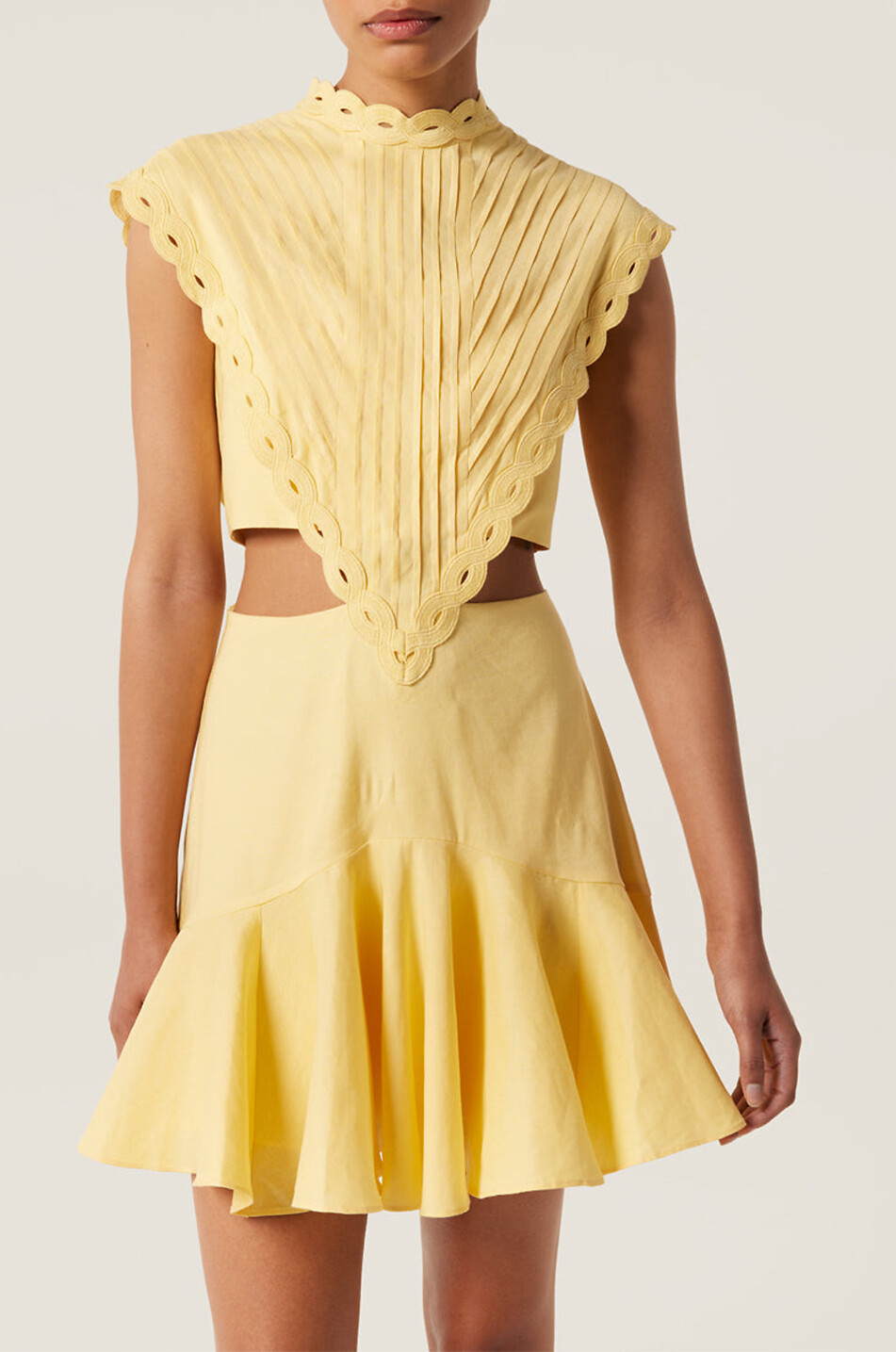 TRESSE PARIS Mini-Leinenkleid mit Taillenausschnitt Renata Damen GELB 7