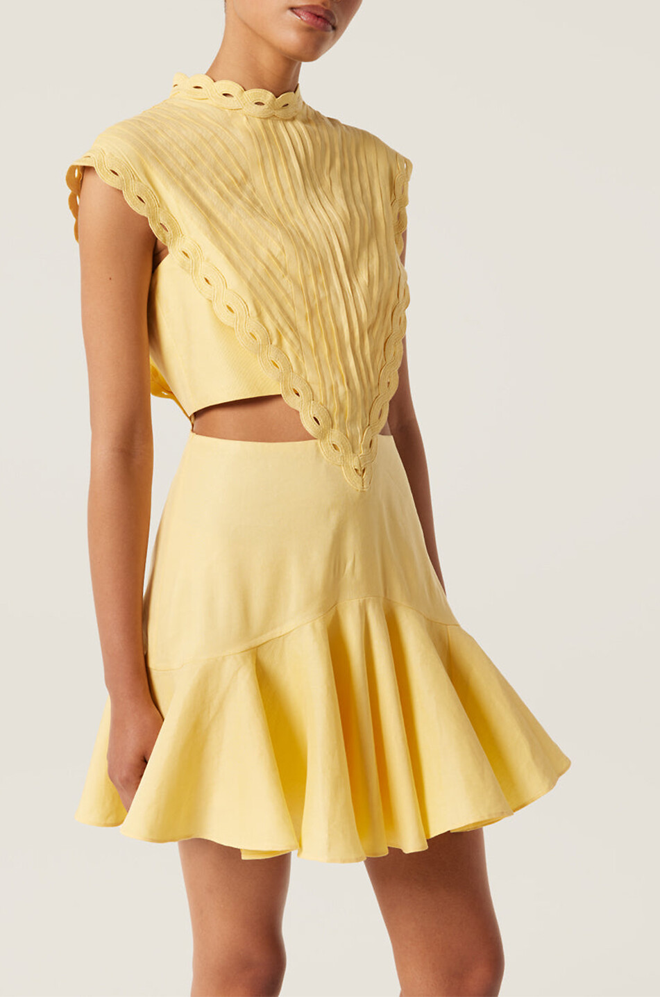 TRESSE PARIS Mini-Leinenkleid mit Taillenausschnitt Renata Damen GELB 8