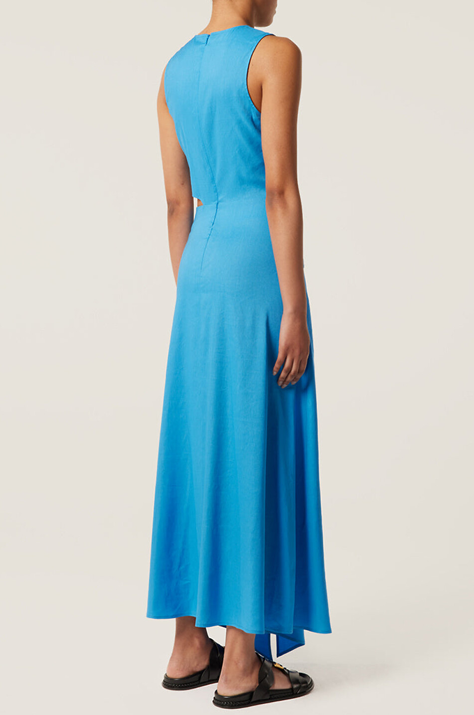 TRESSE PARIS Robe maxi en lin à découpe taille Ragia Femme BLEU 5