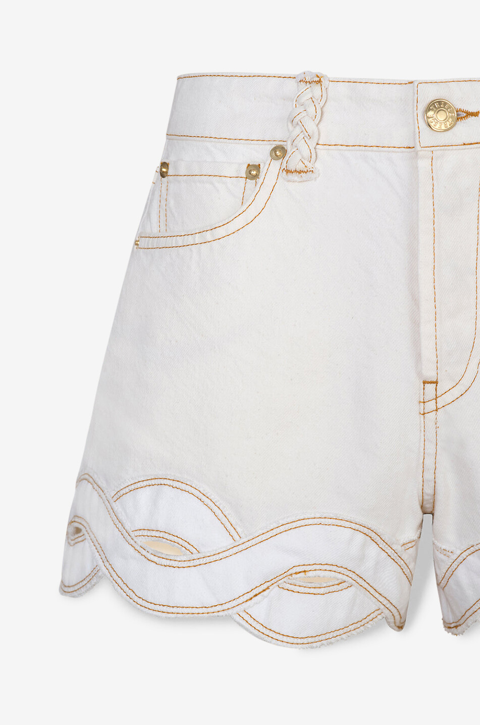 TRESSE PARIS Jeansshort mit hoher Taille und Flechtdetail Sorios Damen CREMEFARBEN 2