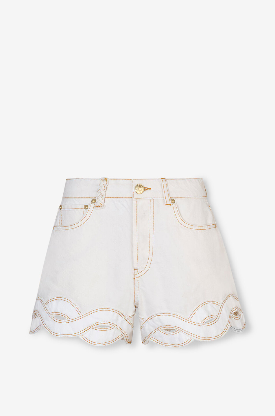 Short taille haute en denim détail tressé Sorios