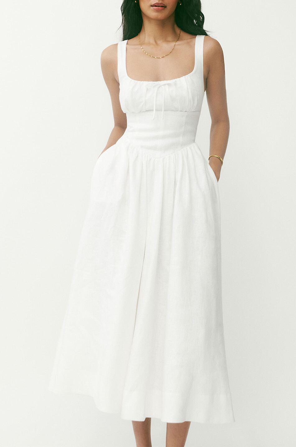 REFORMATION Balia White linen midi sundress Women WHITE 3