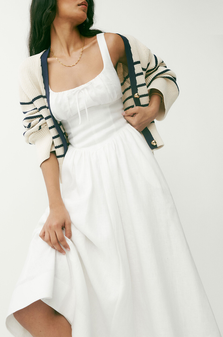 REFORMATION Balia White linen midi sundress Women WHITE 6