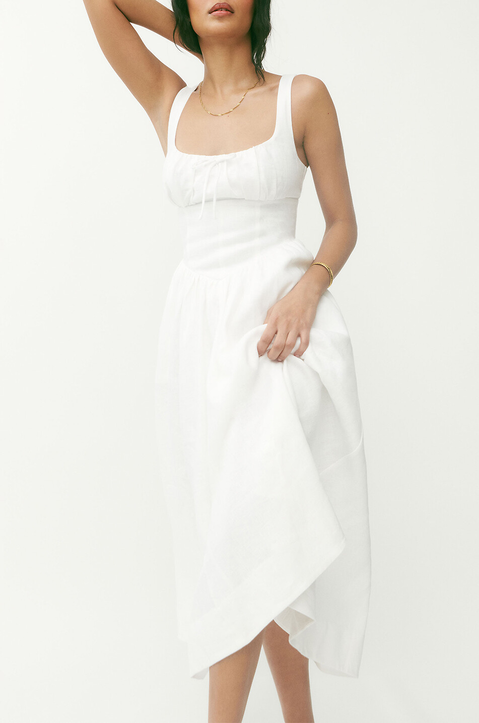 REFORMATION Balia White linen midi sundress Women WHITE 8