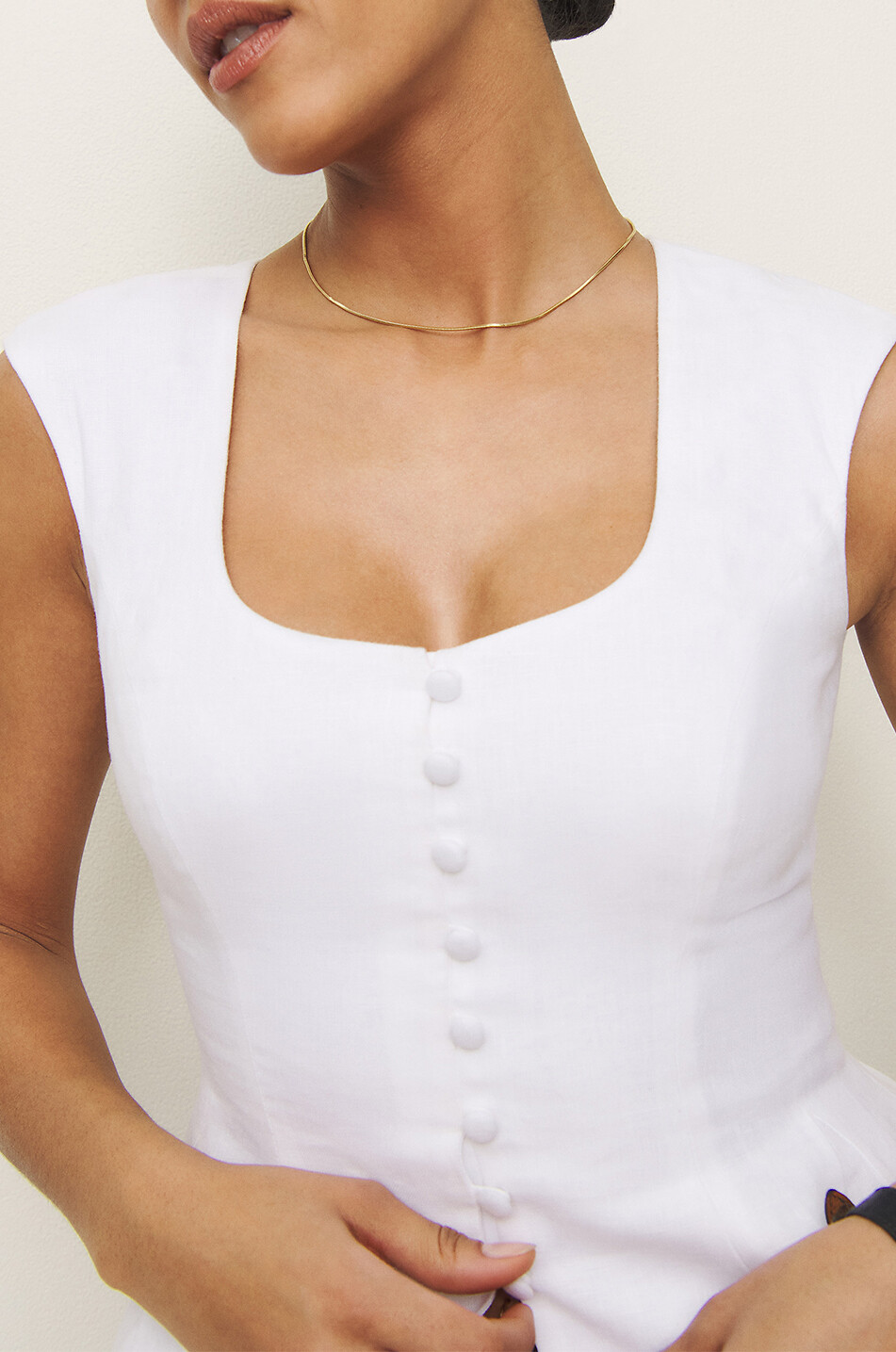 REFORMATION Paolina White sleeveless peplum top Women WHITE 6