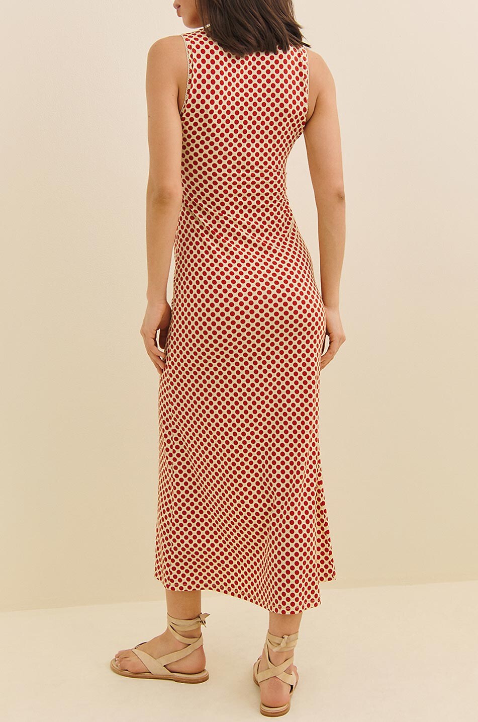 REFORMATION Brayden Pamplona Dot wrap effect midi jersey dress Women RED 4
