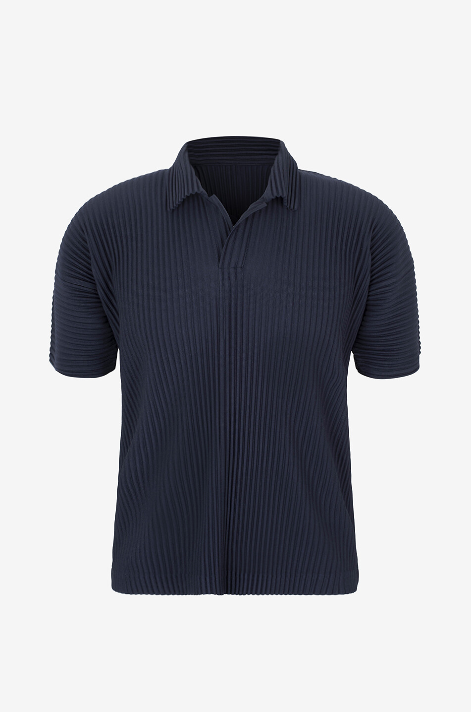 HOMME PLISSÉ ISSEY MIYAKE Basics short-sleeved pleat knit polo shirt Men DARK BLUE 1