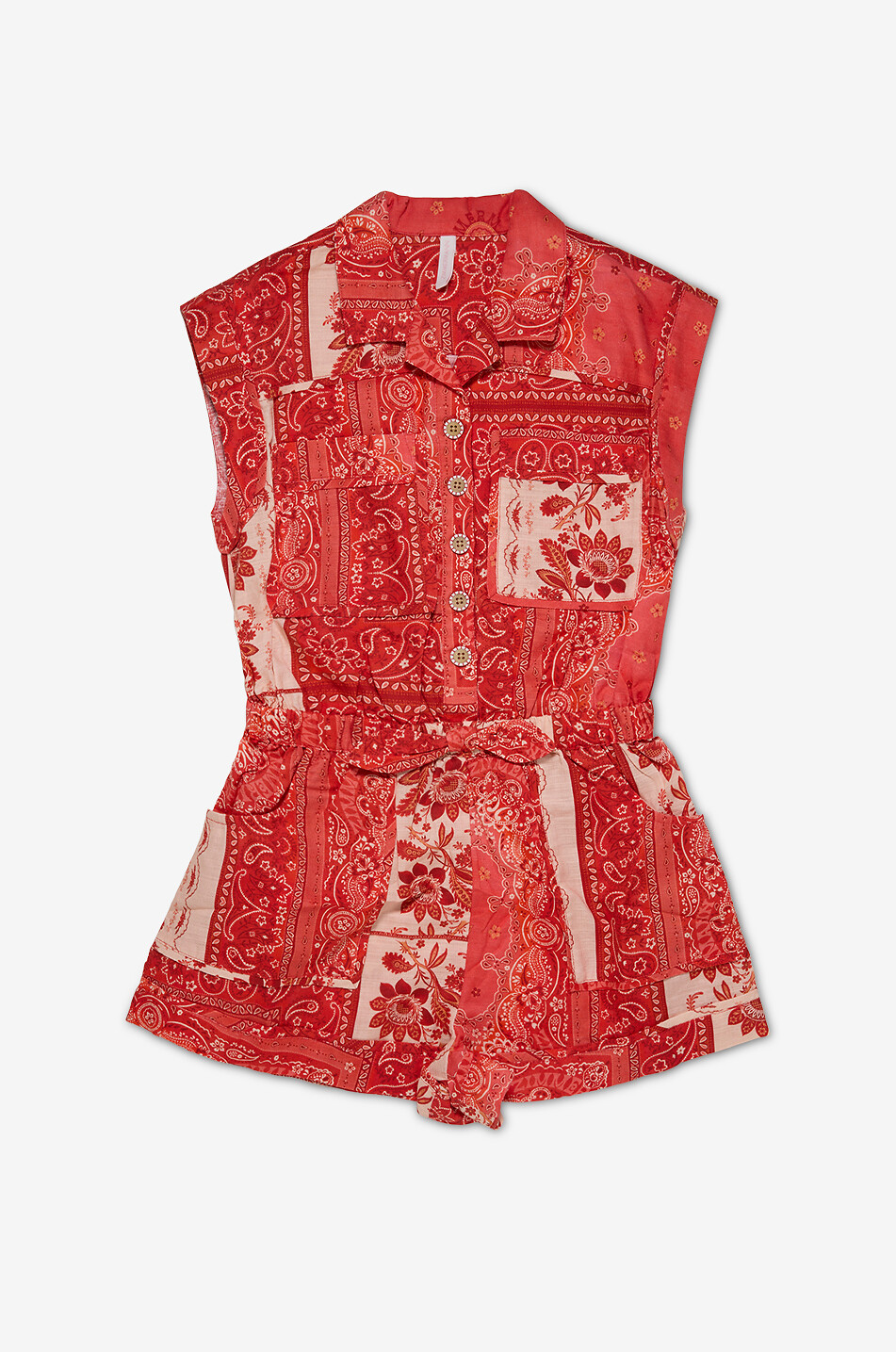 Lucky Pocket Bandana girls' cotton playsuit