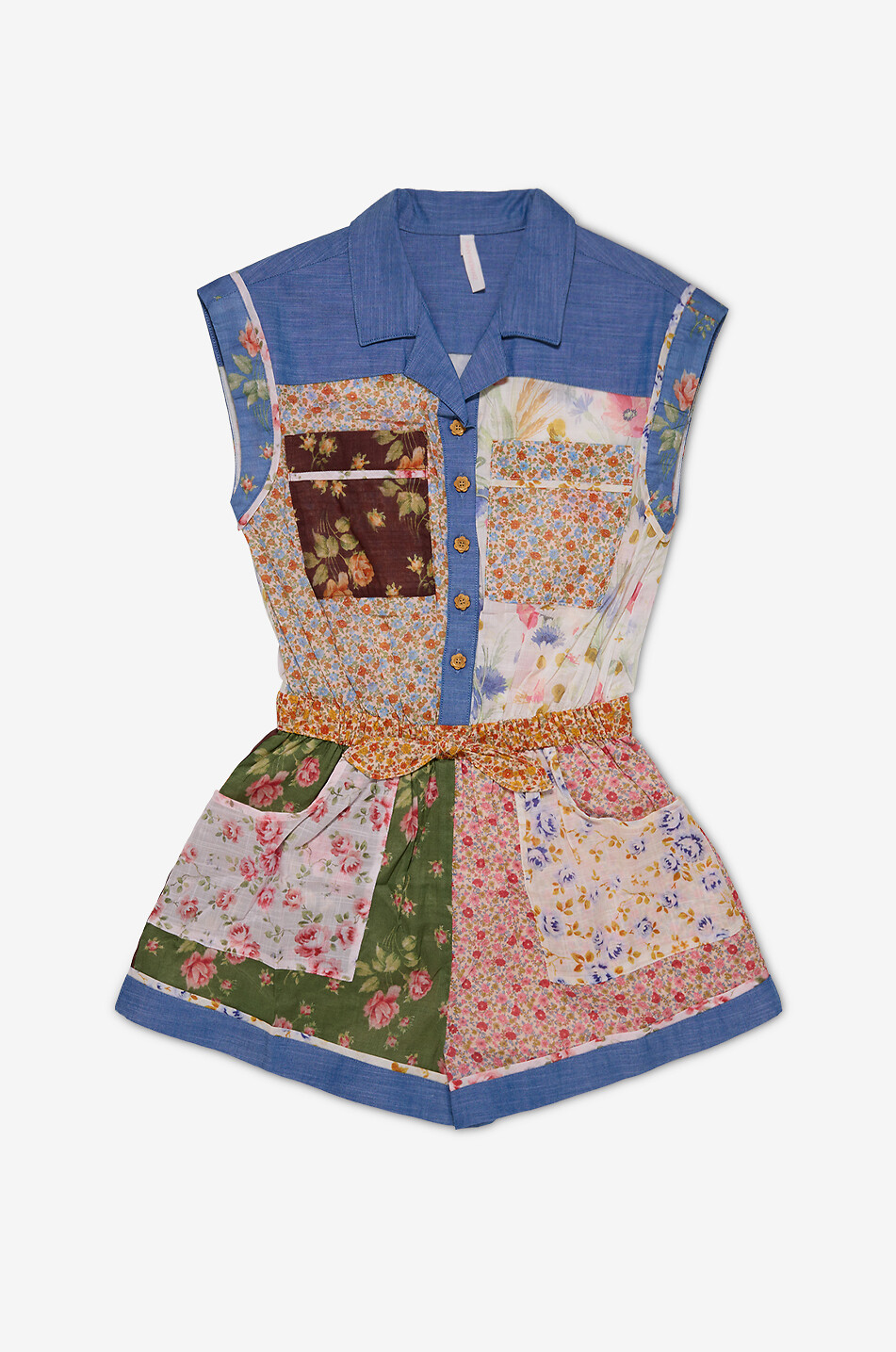 Lucky Pocket Spliced girls' voile playsuit
