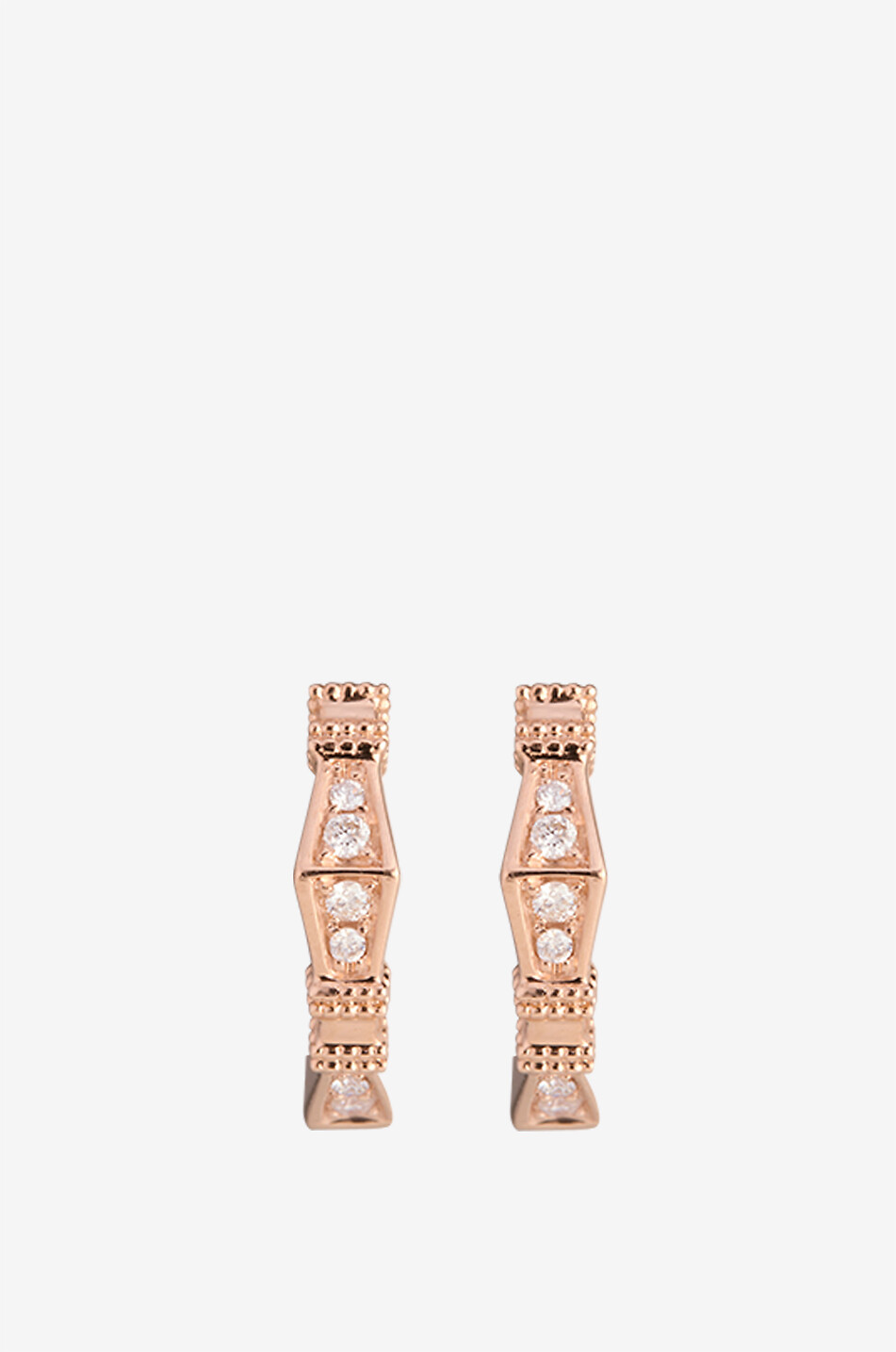 RITA CHRISTENSEN Petites créoles en or rose et diamants Signature Femme ROSE 2