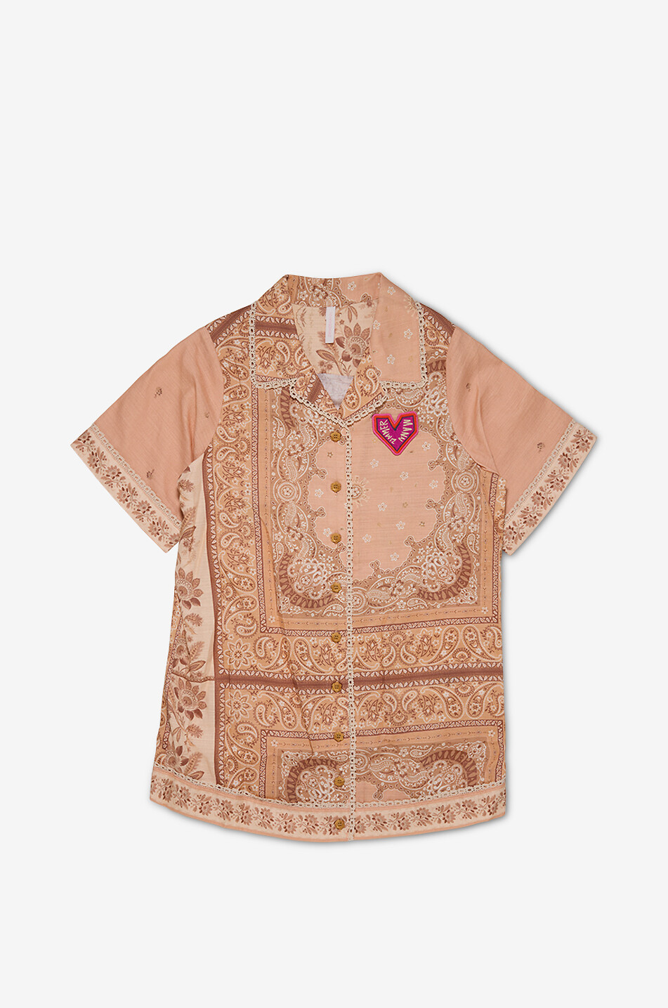 ZIMMERMANN Lucky Peach Bandana girls' straight-fit cotton shirt dress  LIGHT ORANGE 1