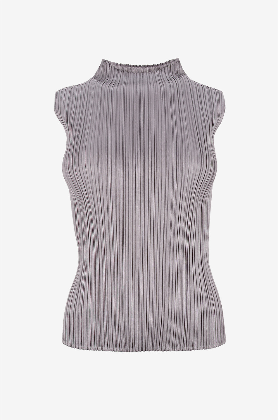 Pleated tank top with mock neck