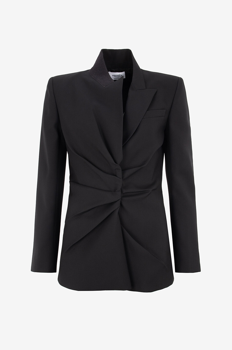 ALEXANDER McQUEEN Twisted Lapel draped gabardine wool blazer Women BLACK 1