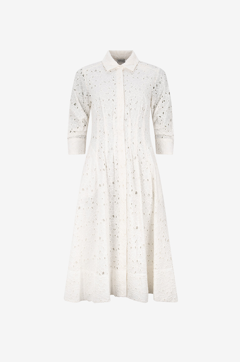 Jazz openwork embroidery midi shirt dress