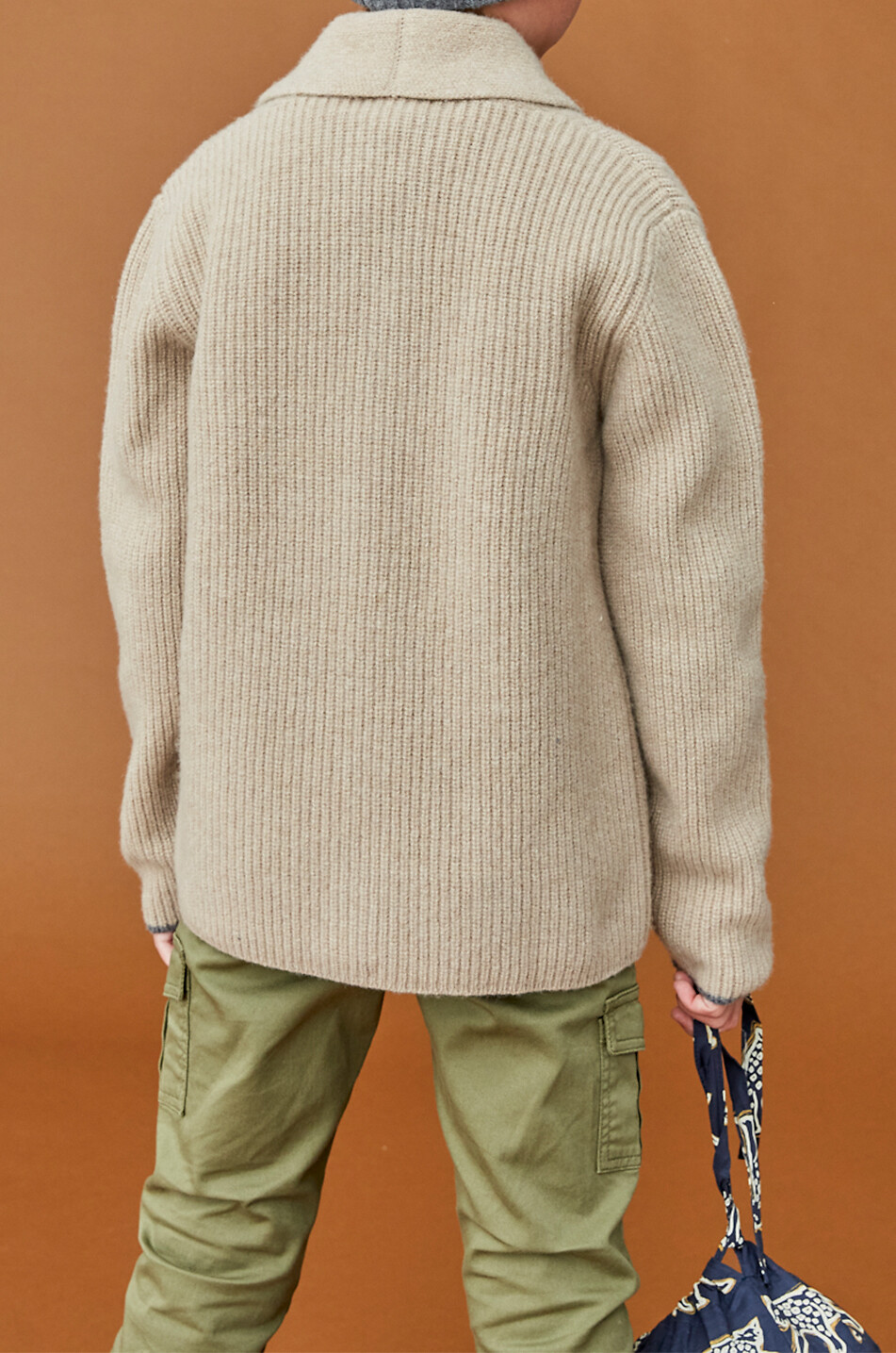 J&JOSH Cardigan garçon à col châle en laine et cachemire Garçon BEIGE 4