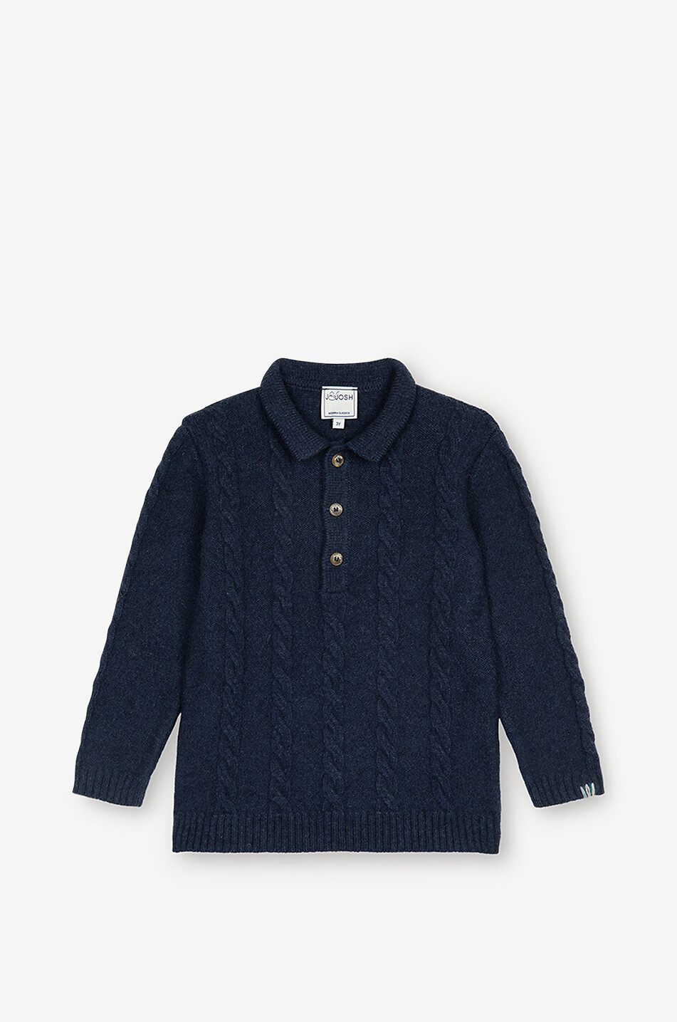 J&JOSH Pull polo torsadé en laine et cachemire garçon Garçon BLEU FONCE 1