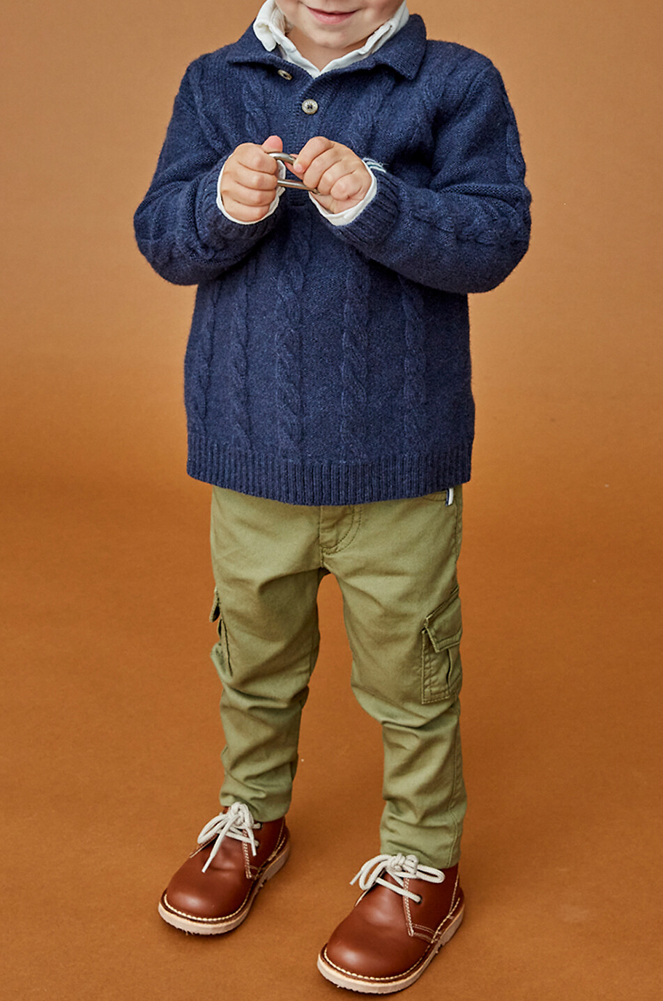 J&JOSH Pull polo torsadé en laine et cachemire garçon Garçon BLEU FONCE 4