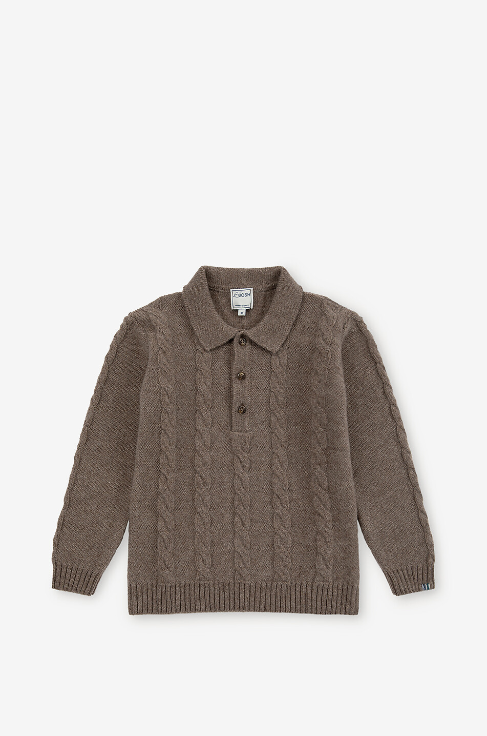 Pull polo torsadé en laine et cachemire garçon