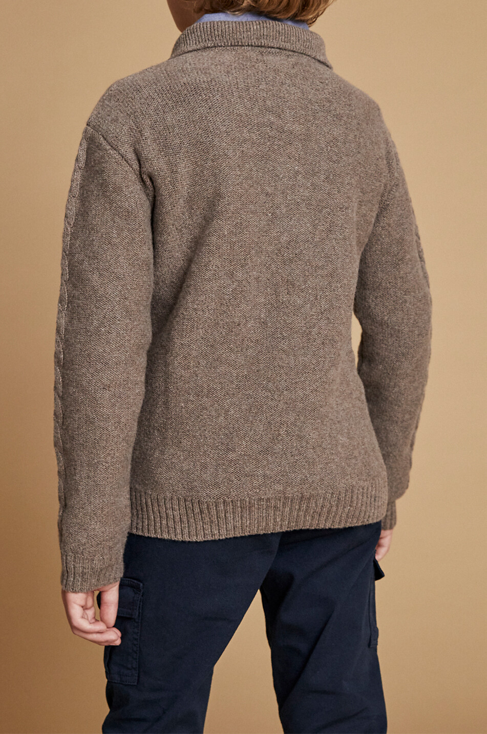 J&JOSH Pull polo torsadé en laine et cachemire garçon Garçon MARRON CLAIR 4