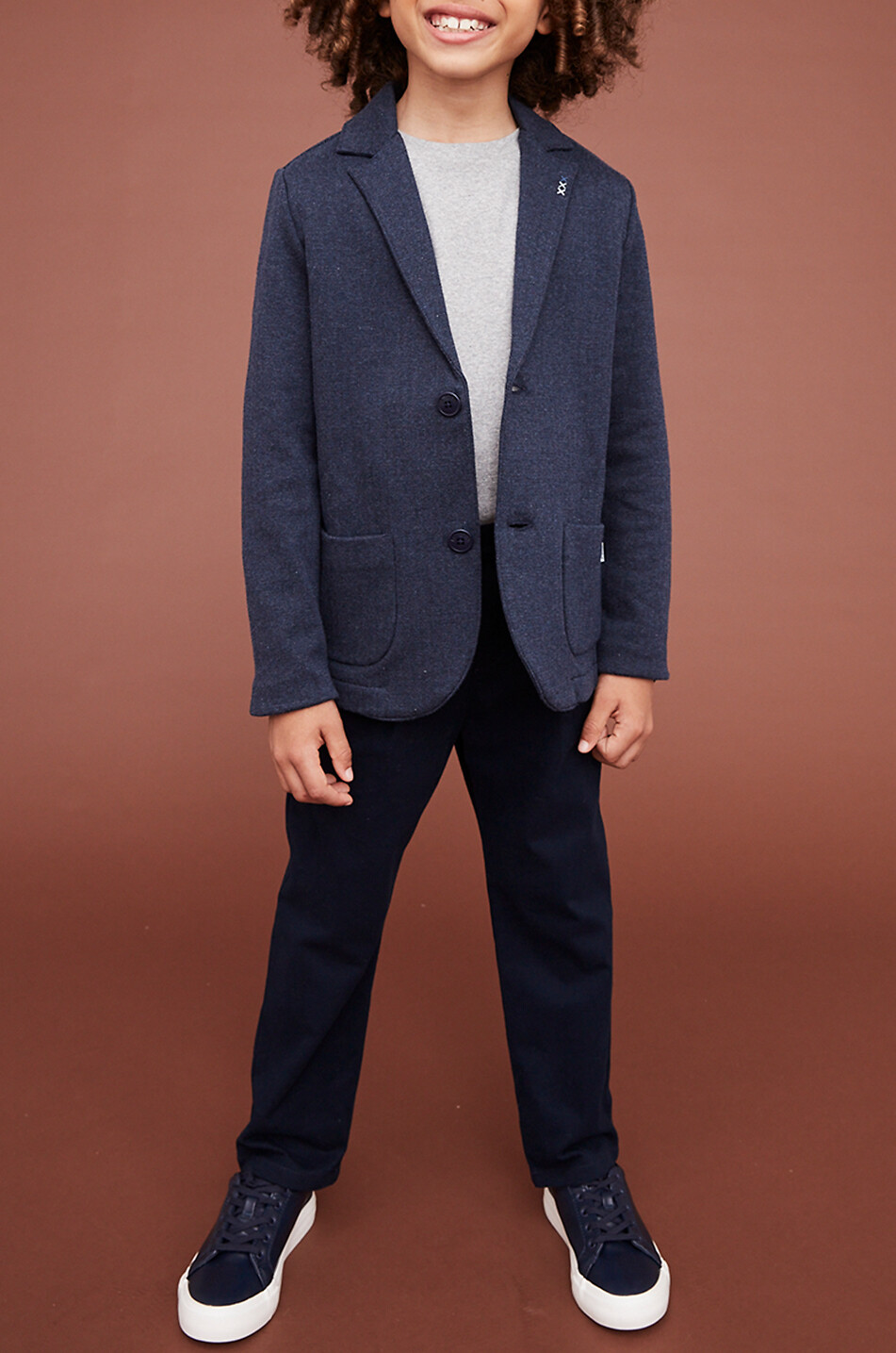 J&JOSH Blazer en maille à boutonnage simple garçon Garçon BLEU FONCE 3