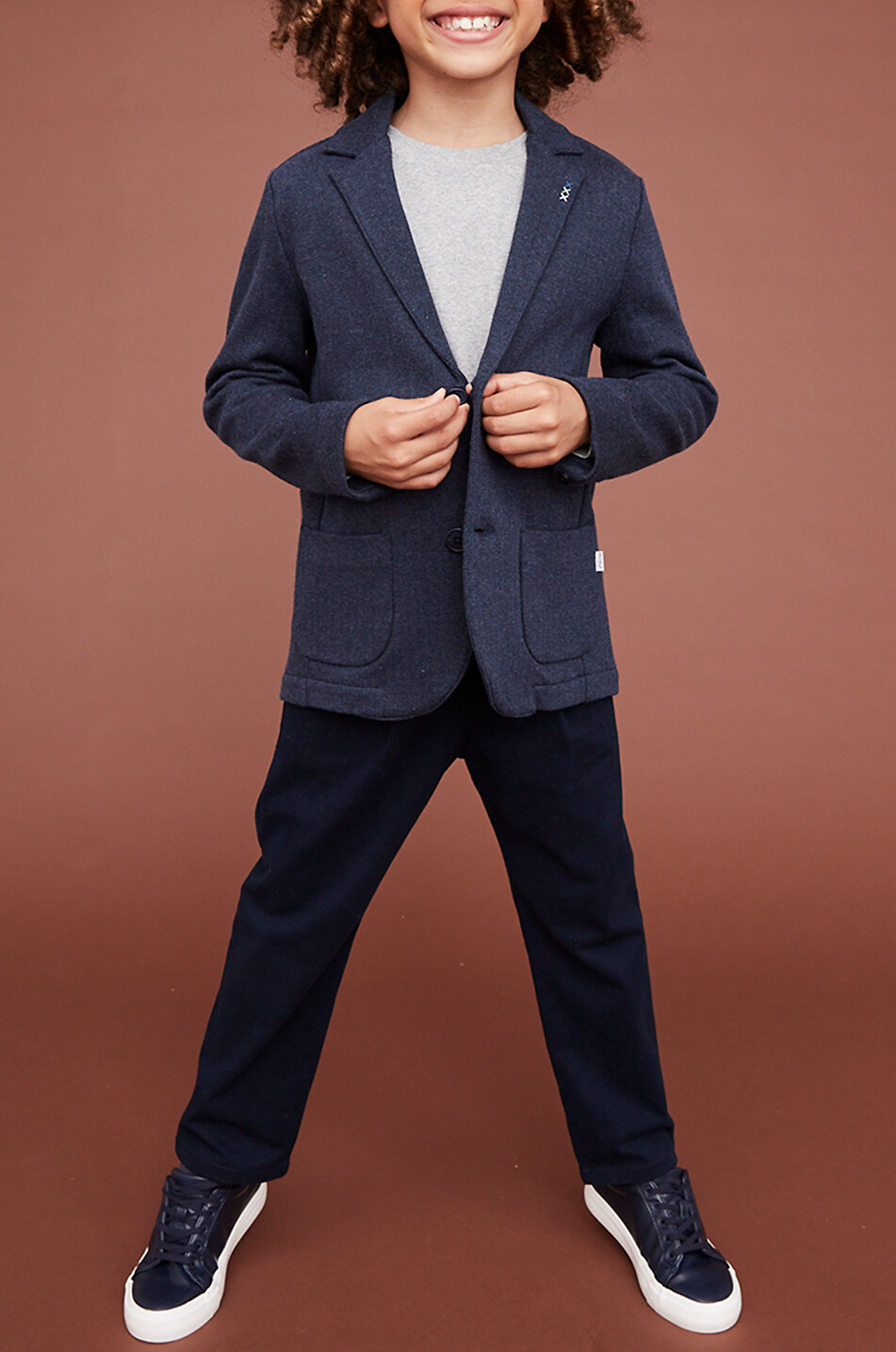 J&JOSH Blazer en maille à boutonnage simple garçon Garçon BLEU FONCE 5