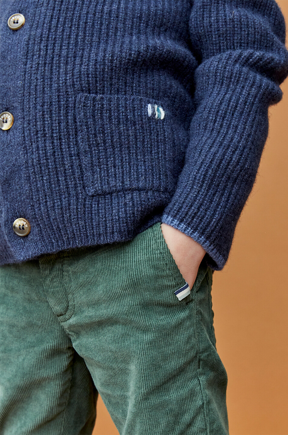 J&JOSH Cardigan garçon à col châle en laine et cachemire Garçon BLEU FONCE 4