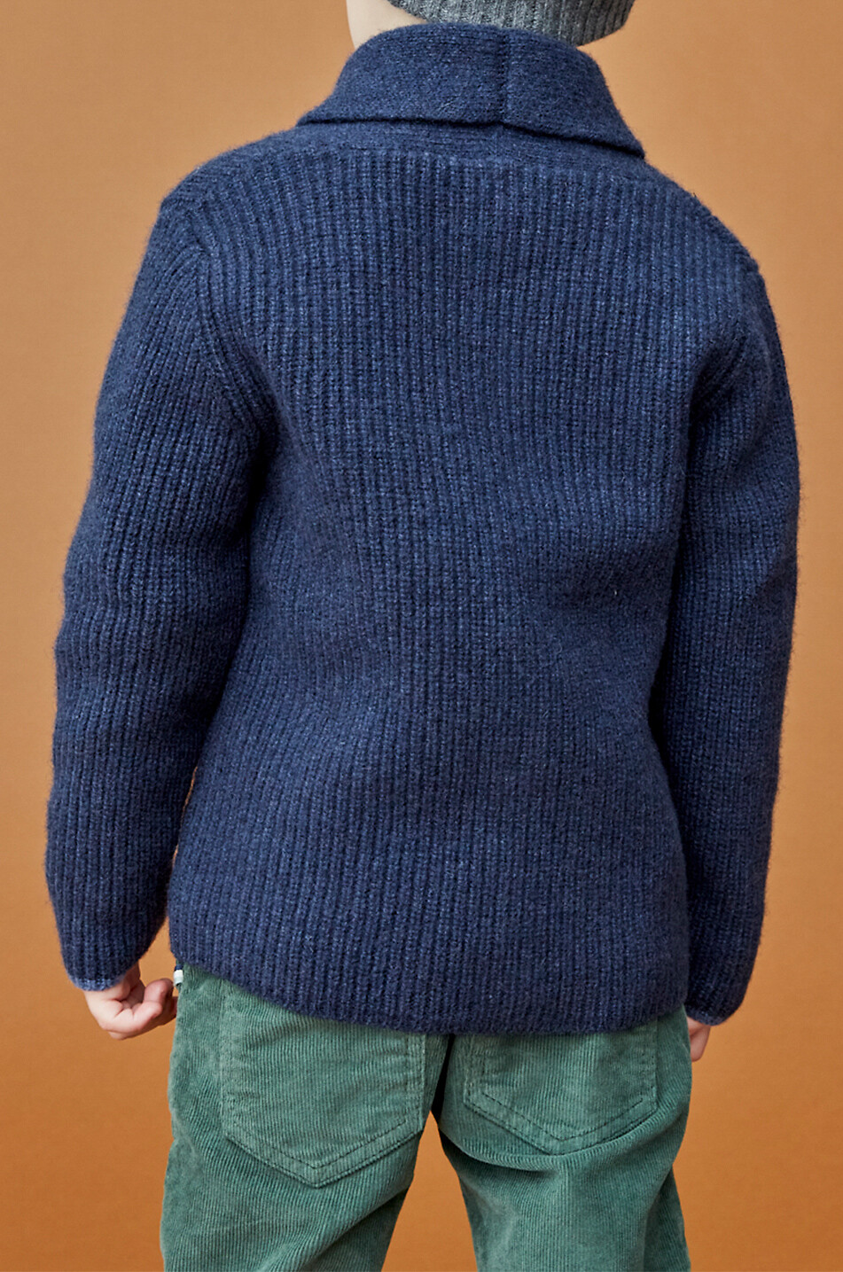 J&JOSH Cardigan garçon à col châle en laine et cachemire Garçon BLEU FONCE 5