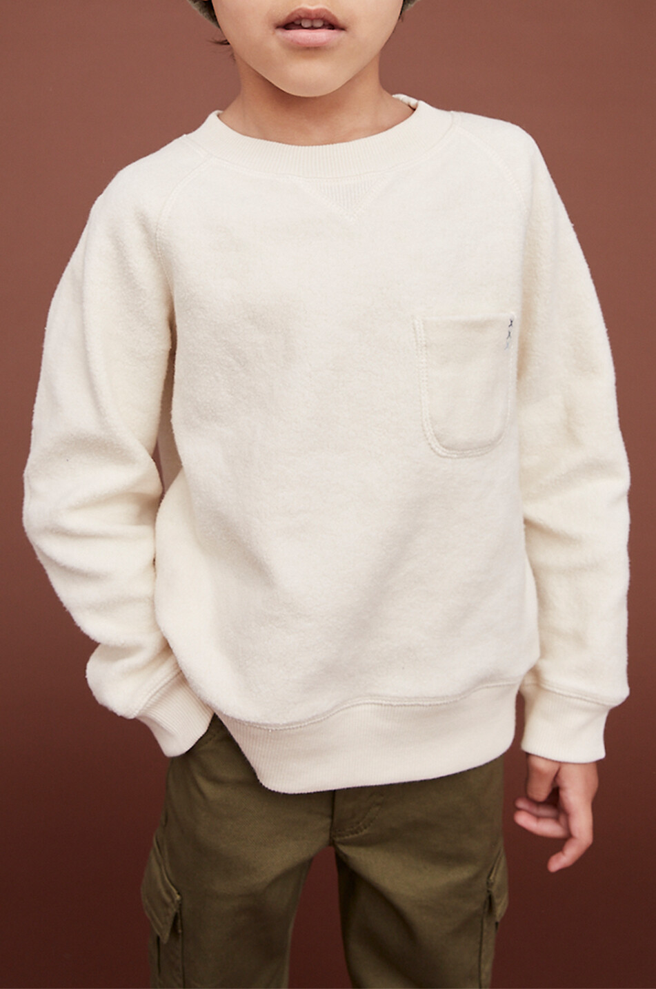J&JOSH Sweat-shirt à col rond et poche poitrine garçon Garçon BLANC CASSE 7