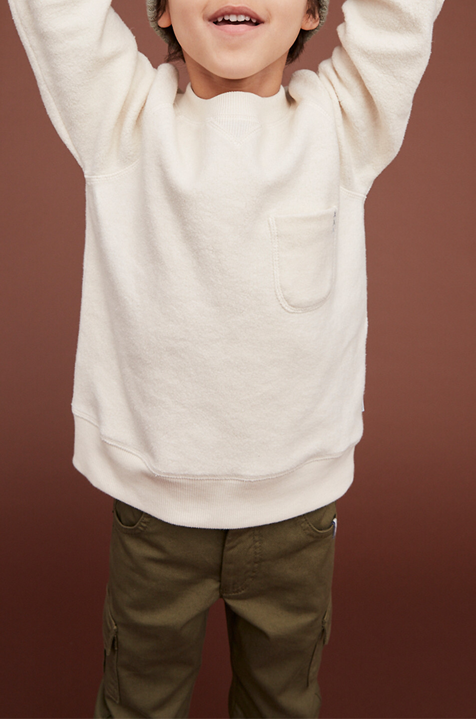 J&JOSH Sweat-shirt à col rond et poche poitrine garçon Garçon BLANC CASSE 2