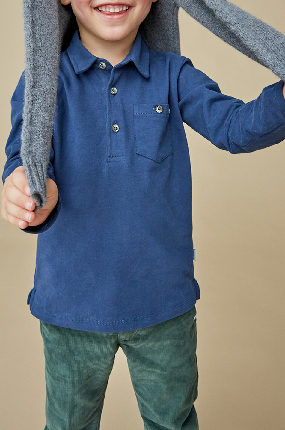 J&JOSH Polo à manches longues en coton stretch garçon The Light Garçon BLEU FONCE 3