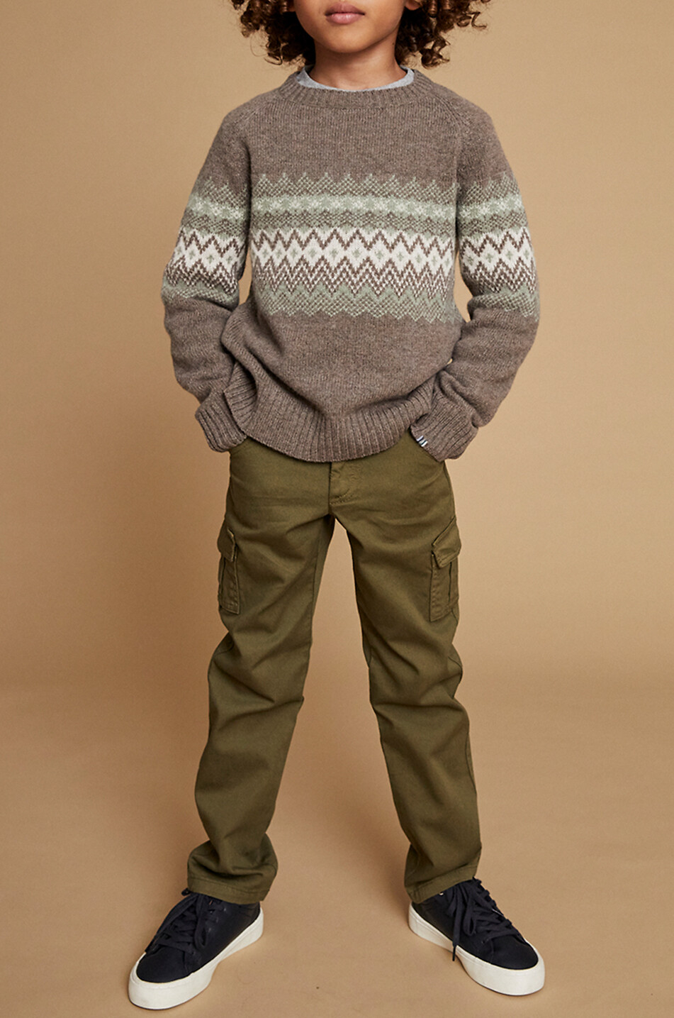 J&JOSH Pull jacquard en laine et cachemire garçon Garçon MARRON CLAIR 3