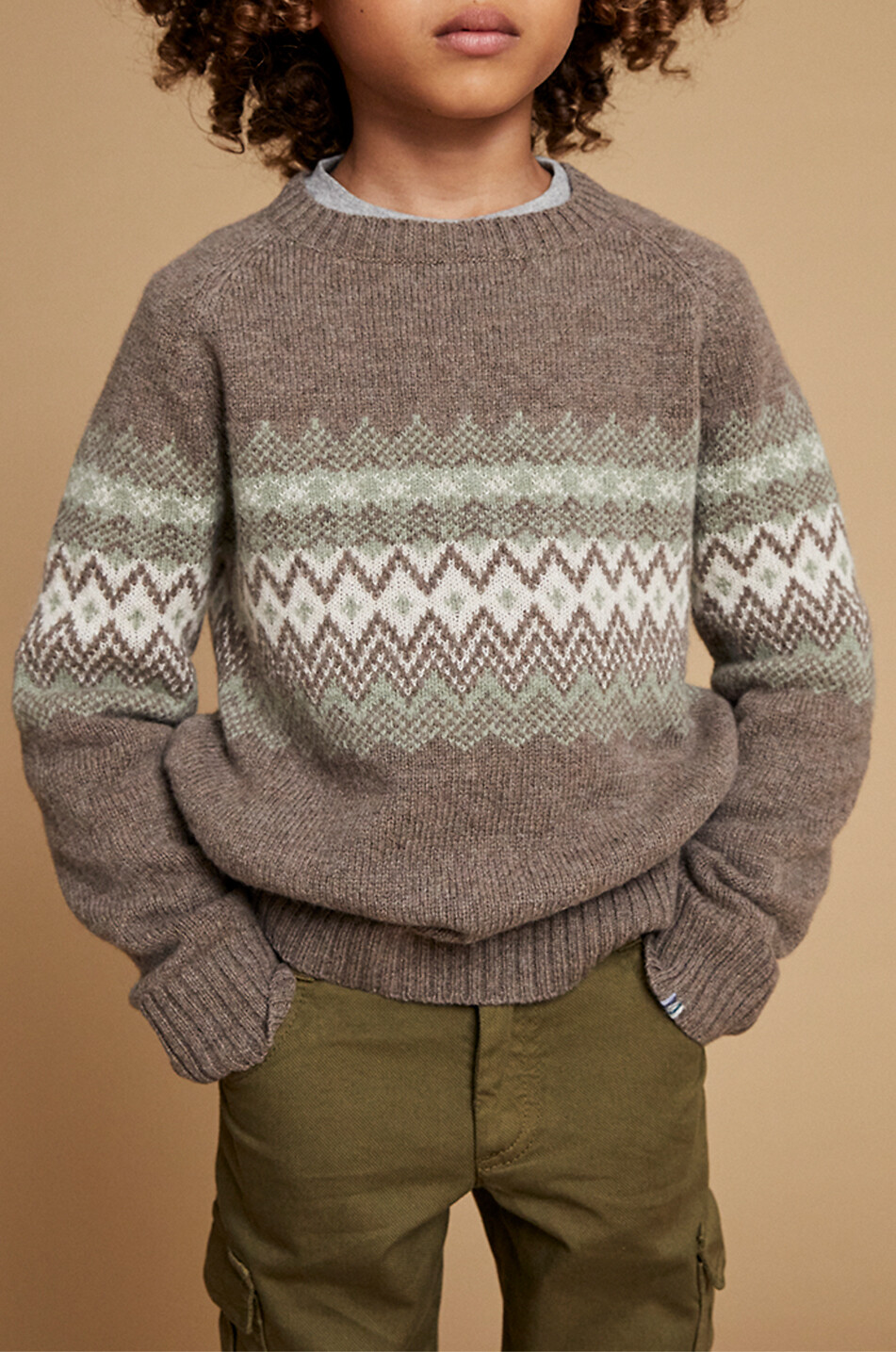 J&JOSH Pull jacquard en laine et cachemire garçon Garçon MARRON CLAIR 4