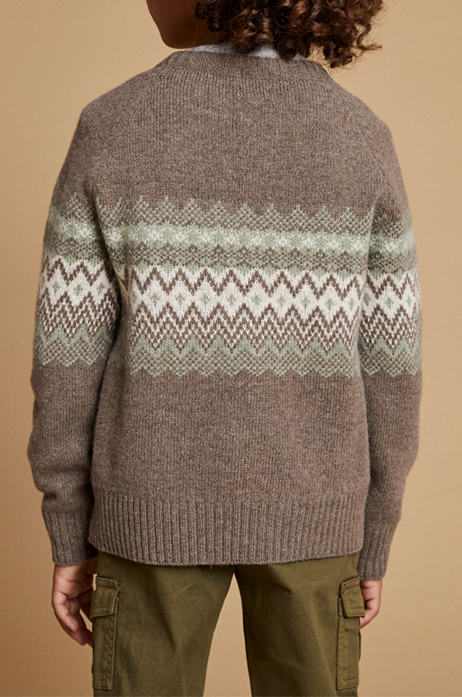 J&JOSH Pull jacquard en laine et cachemire garçon Garçon MARRON CLAIR 5