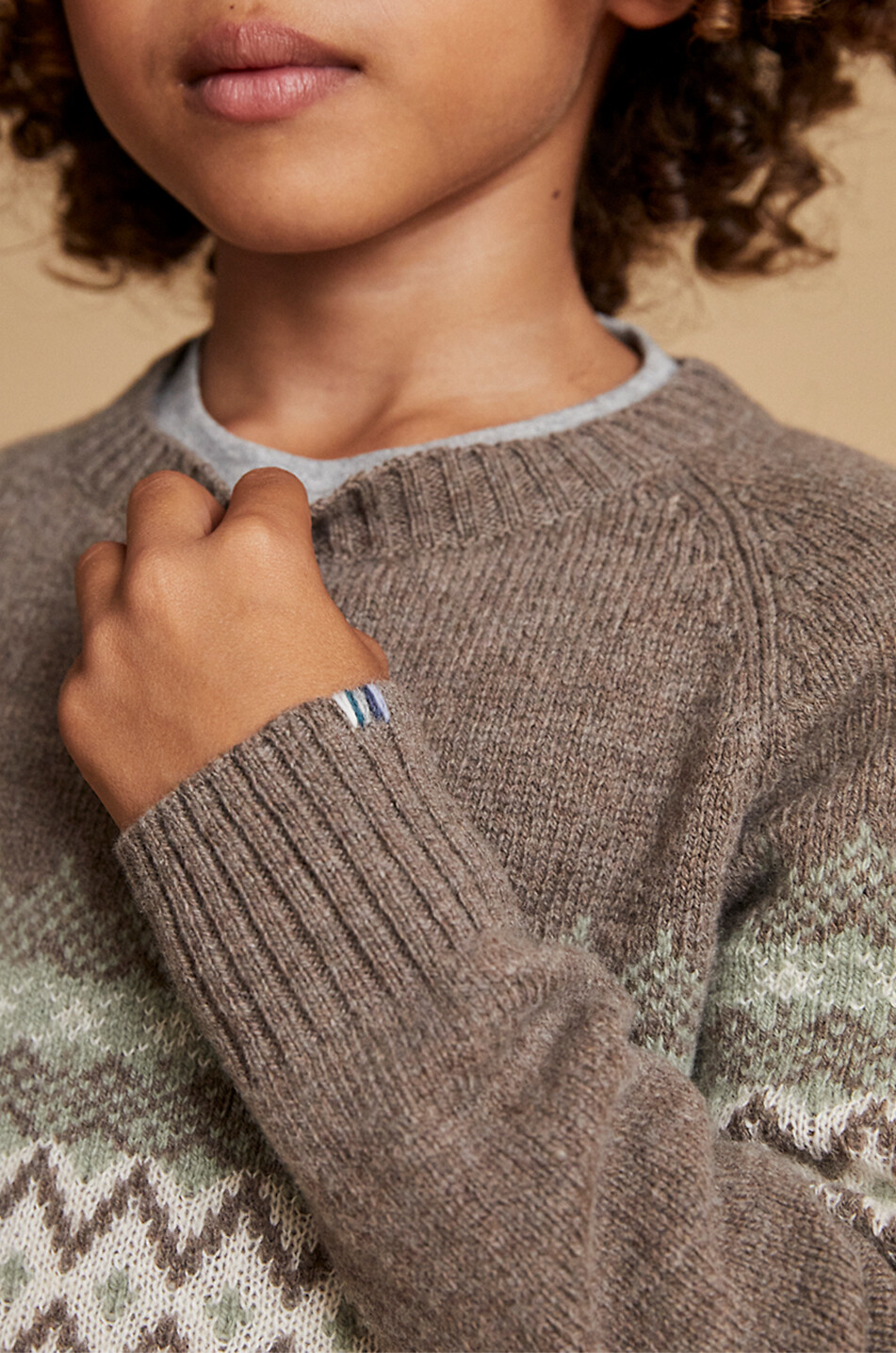 J&JOSH Pull jacquard en laine et cachemire garçon Garçon MARRON CLAIR 6