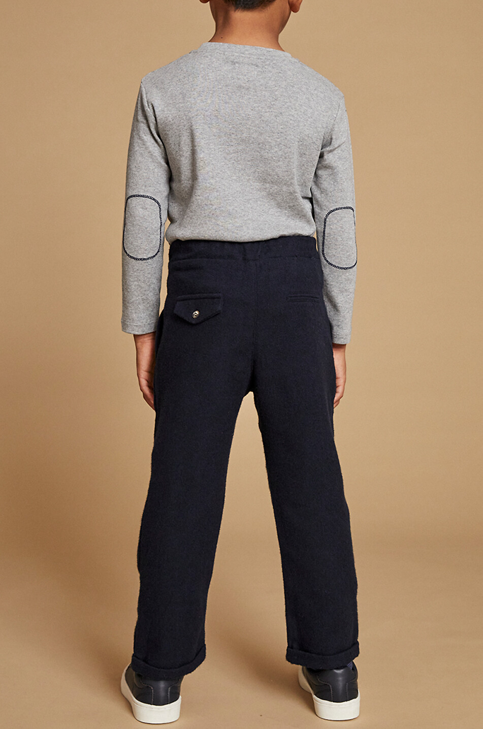 J&JOSH Pantalon à pinces en flanelle garçon Garçon BLEU FONCE 4