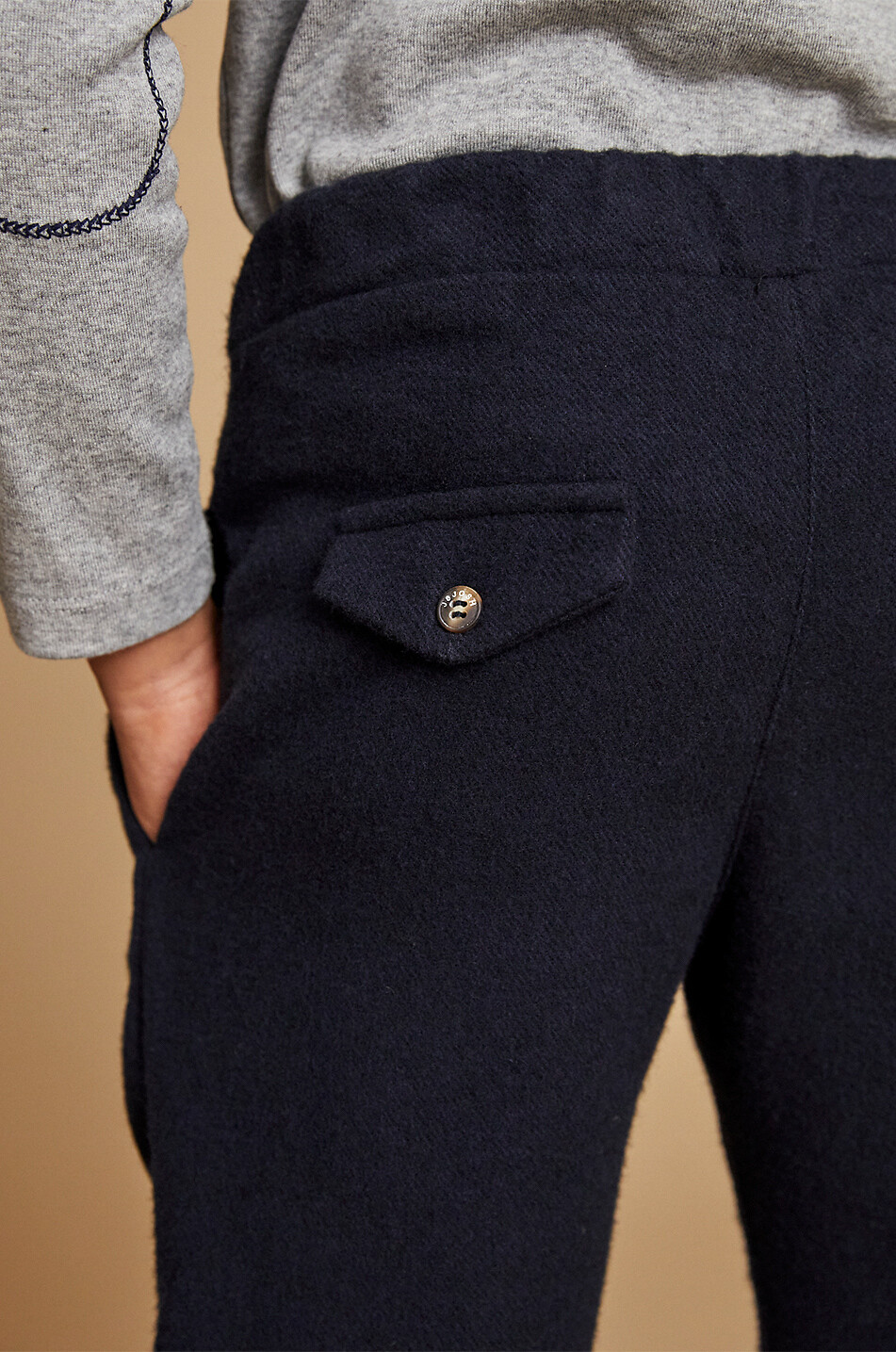 J&JOSH Pantalon à pinces en flanelle garçon Garçon BLEU FONCE 5