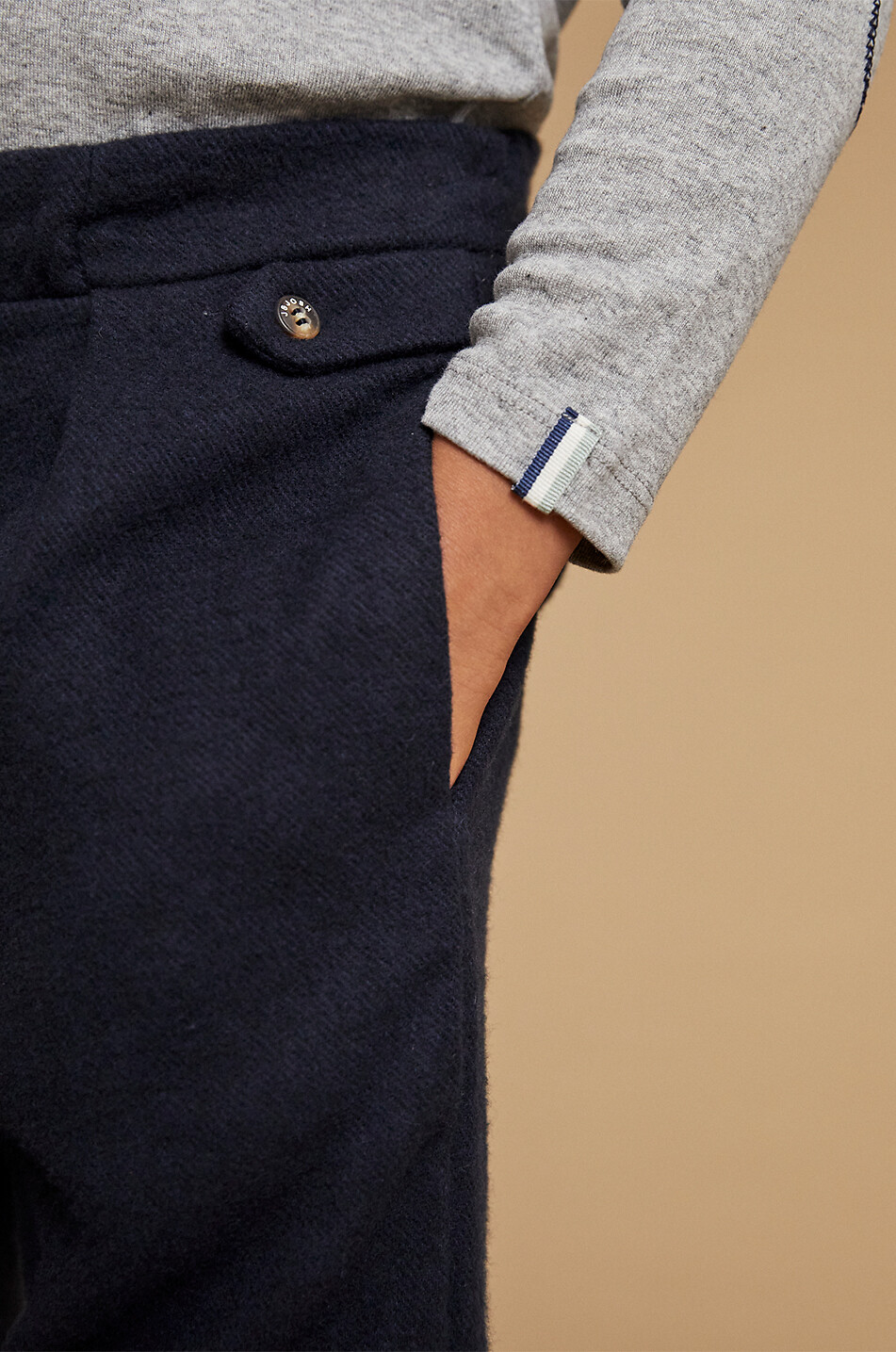 J&JOSH Pantalon à pinces en flanelle garçon Garçon BLEU FONCE 6