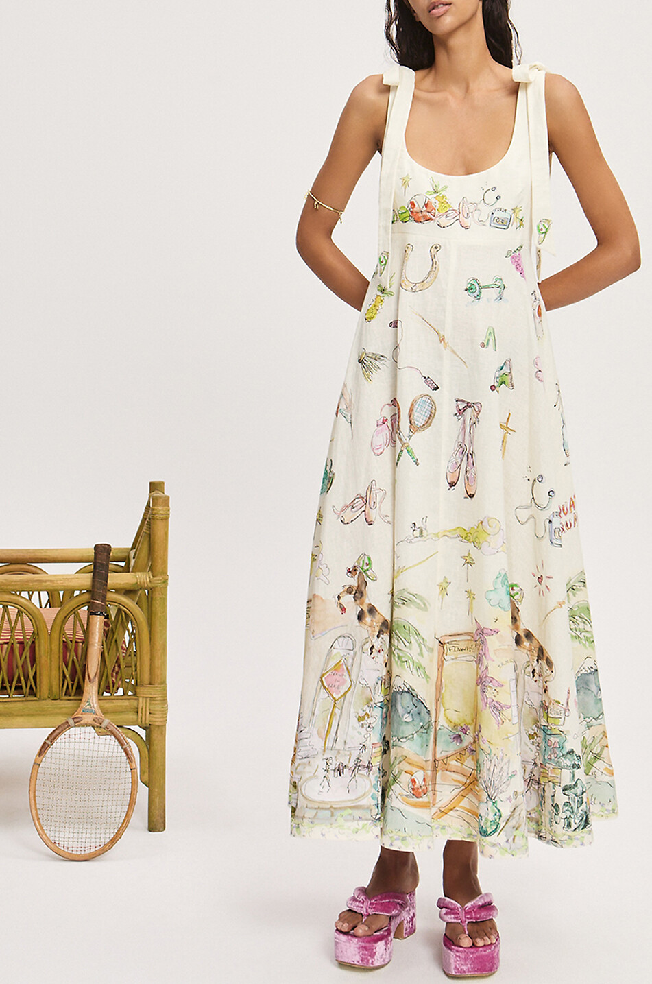 ALEMAIS Anouk linen long sundress Women EGGSHELL 4