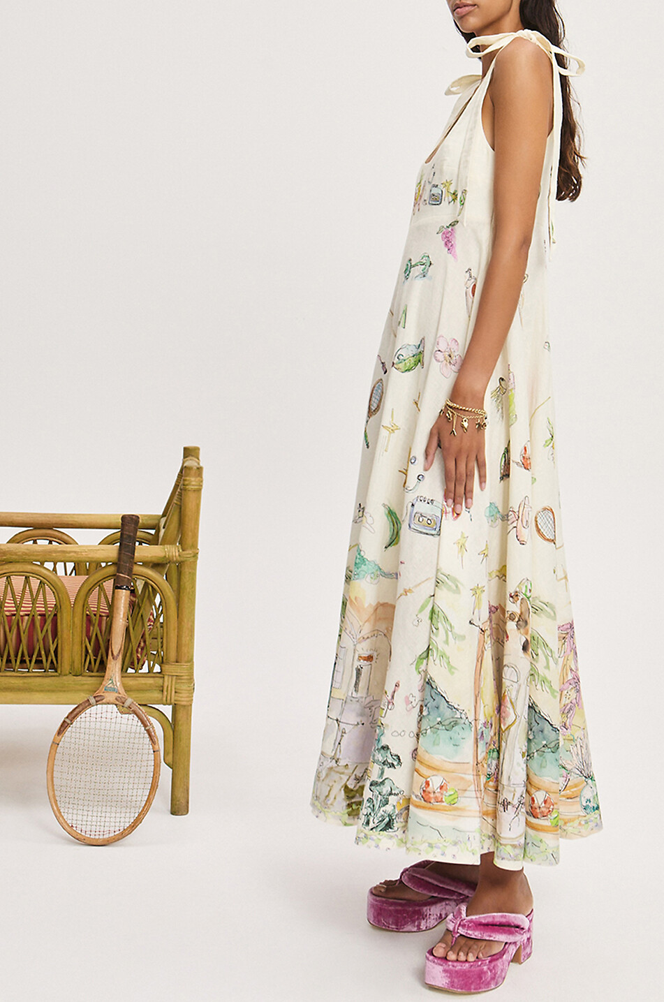 ALEMAIS Anouk linen long sundress Women EGGSHELL 2