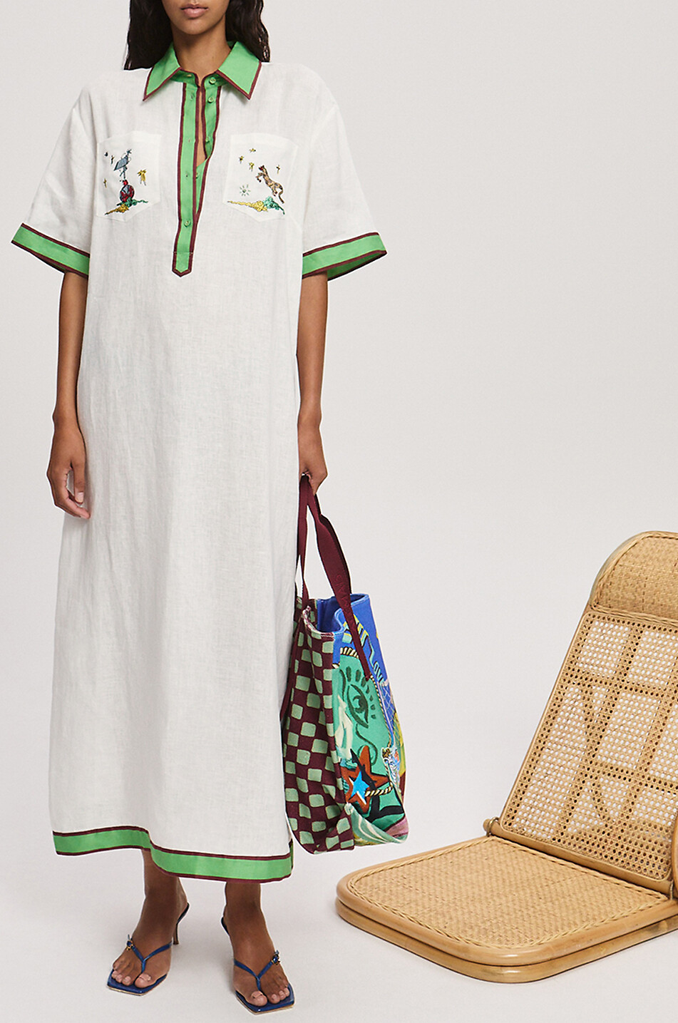 Play linen long tunic dress