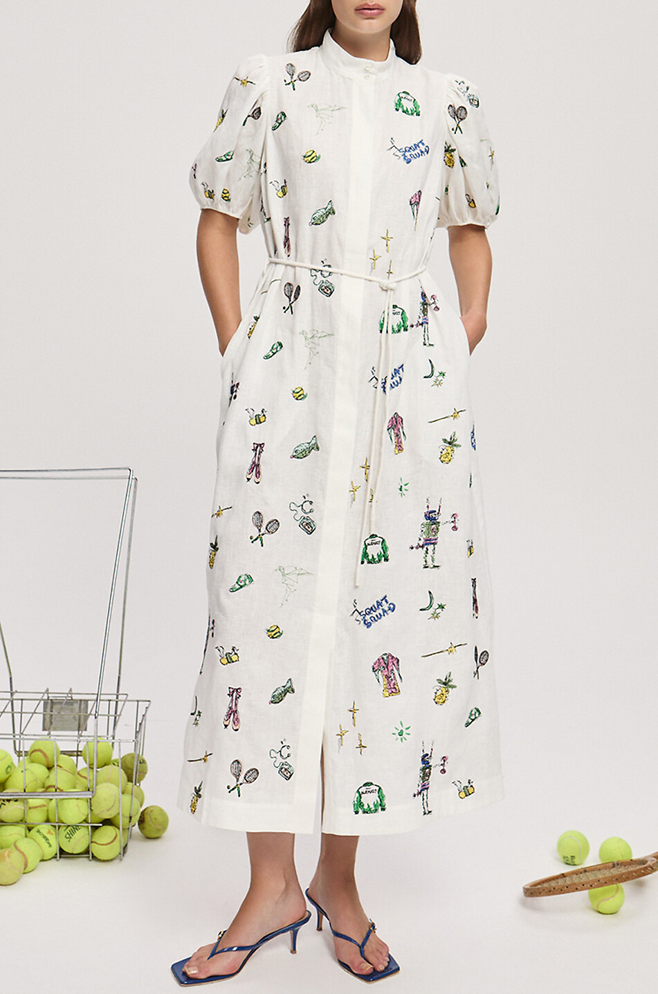 ALEMAIS Robe chemise longue en lin Play Femme BLANC CASSE 4