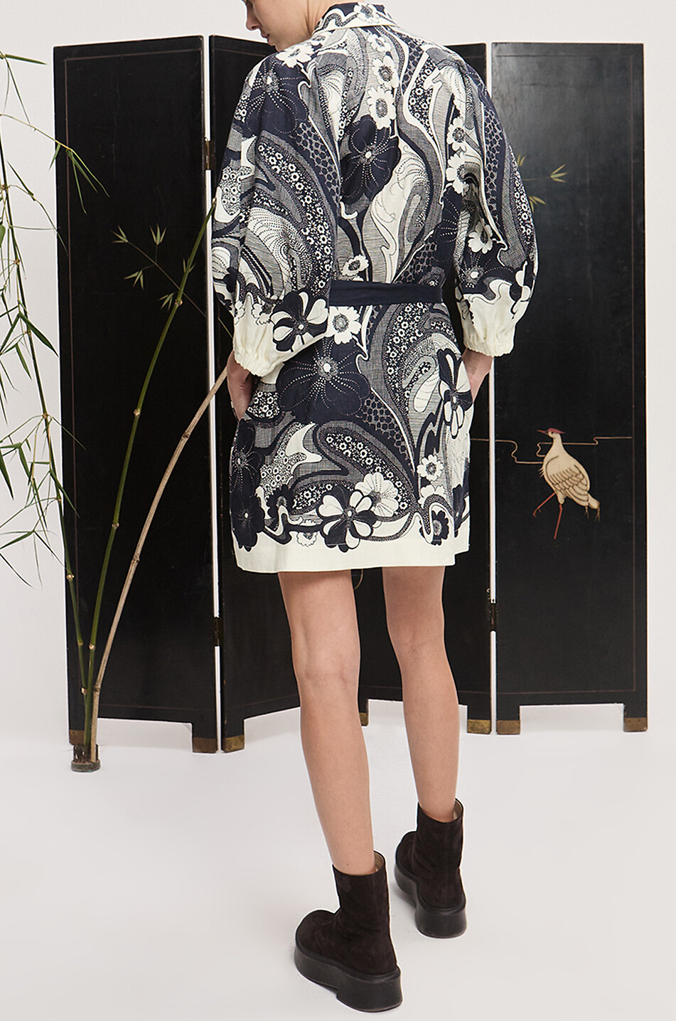 ALEMAIS Kurzes Kleid mit Spitzenprint aus Leinen Mickey Damen DUNKELBLAU 4