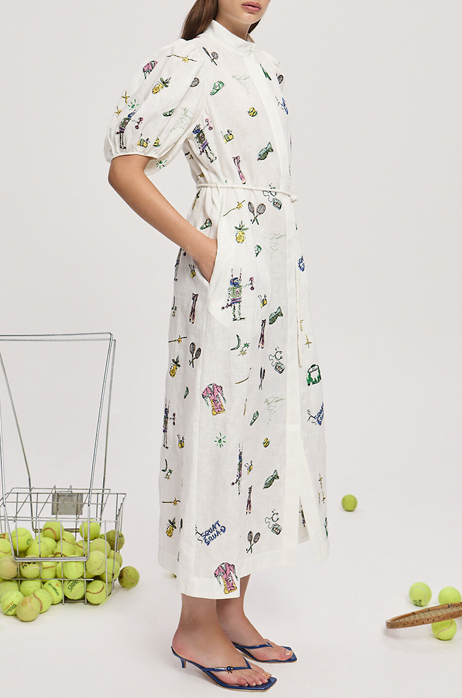 ALEMAIS Robe chemise longue en lin Play Femme BLANC CASSE 2