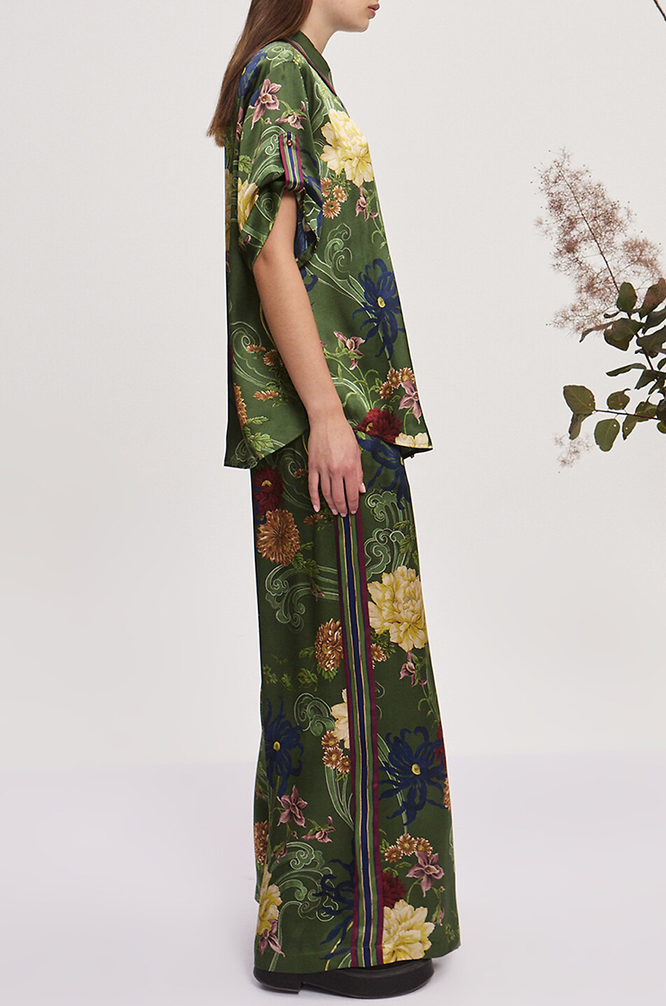 ALEMAIS Avery silk wide-leg trousers Women GREEN 5