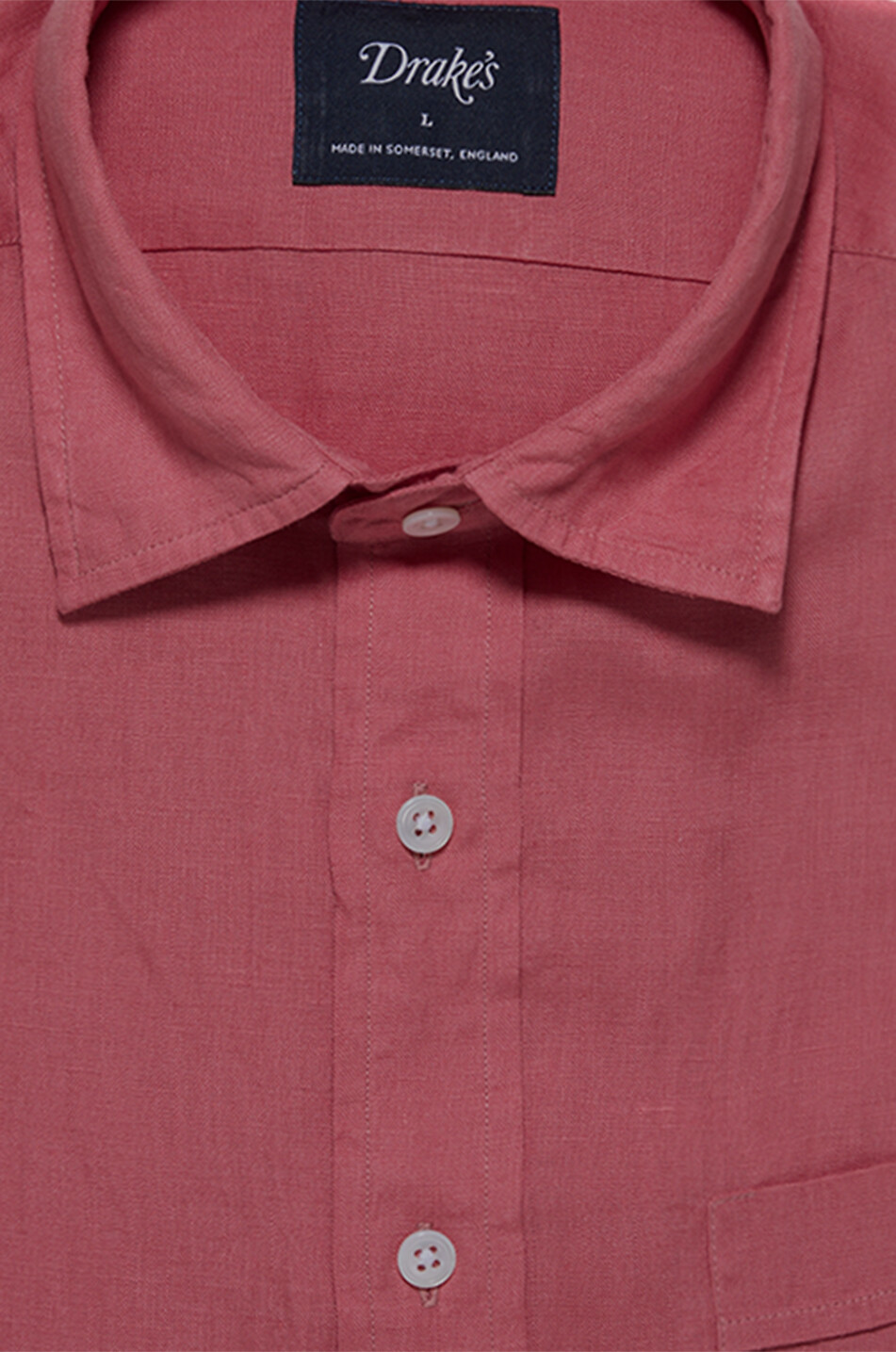 DRAKES The Linen Summer Shirt Pink long-sleeved linen shirt Men PINK 2