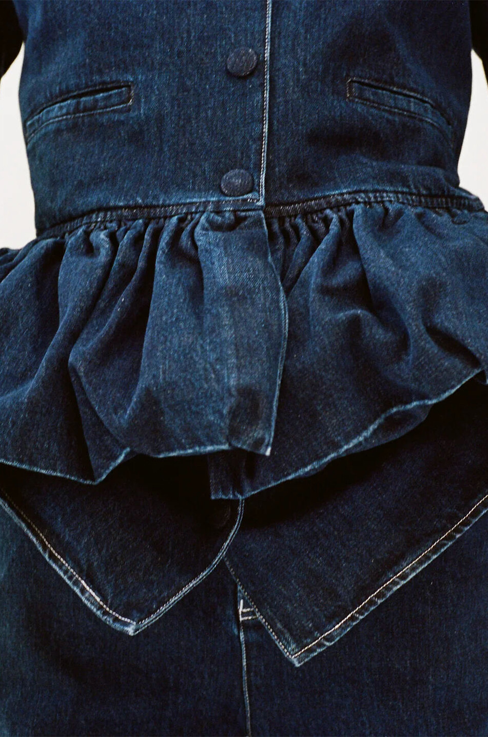 LIBEROWE Dunkle Jeansjacke Peplum Damen DUNKELBLAU 4
