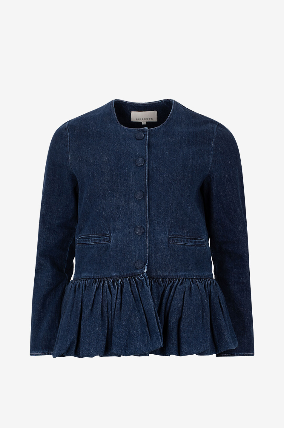 LIBEROWE Dunkle Jeansjacke Peplum Damen DUNKELBLAU 1