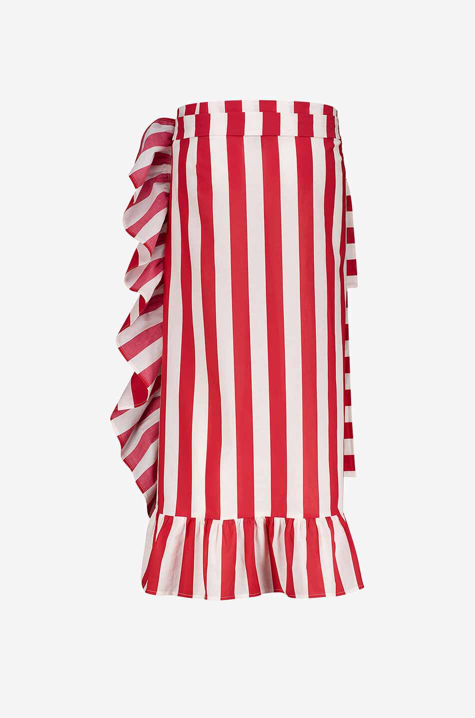 GIRLS MUST HAVE Marla striped cotton ruffled sarong Women RED 1