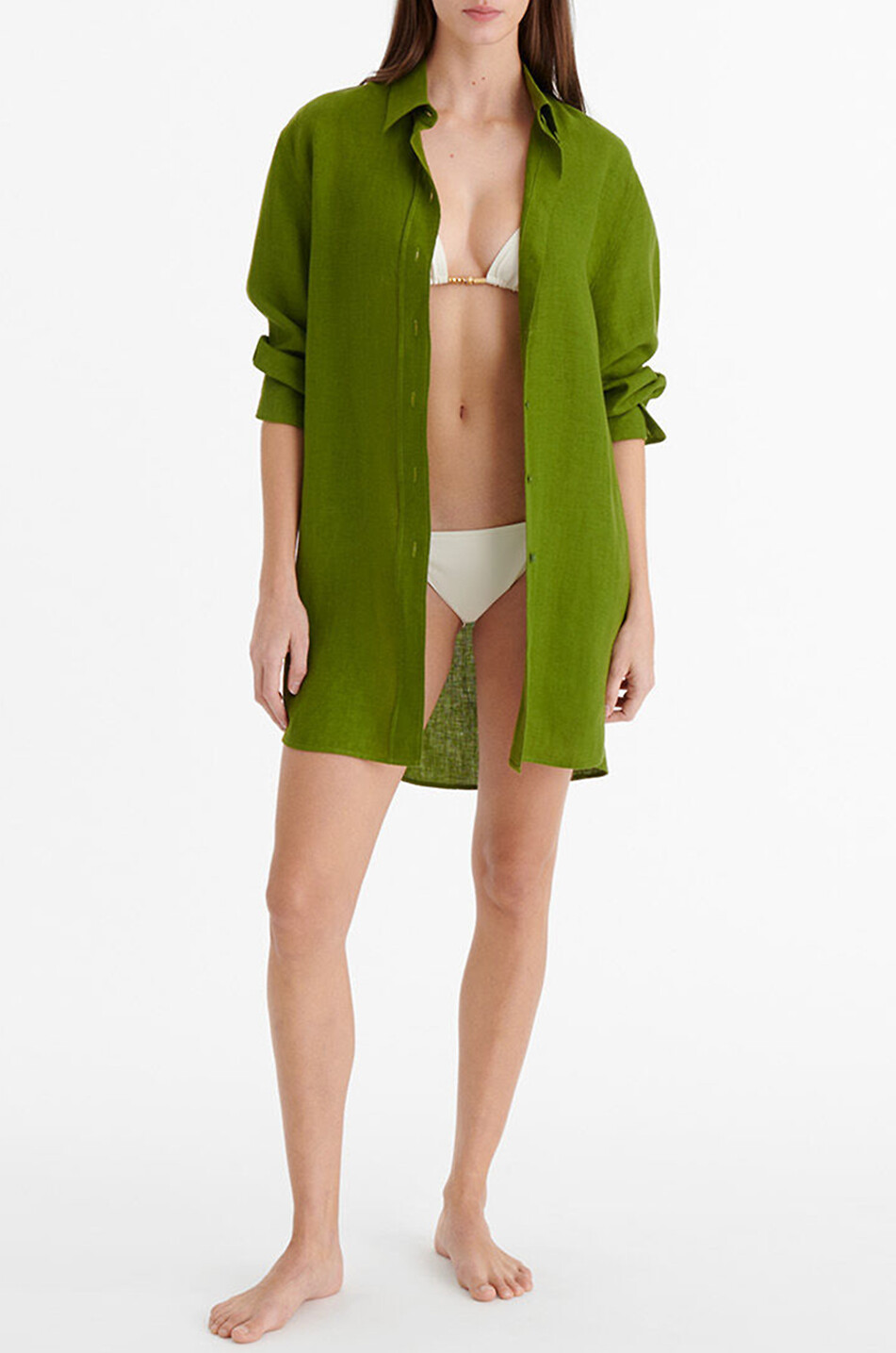 ERES Mignonette long linen shirt Women GREEN 3