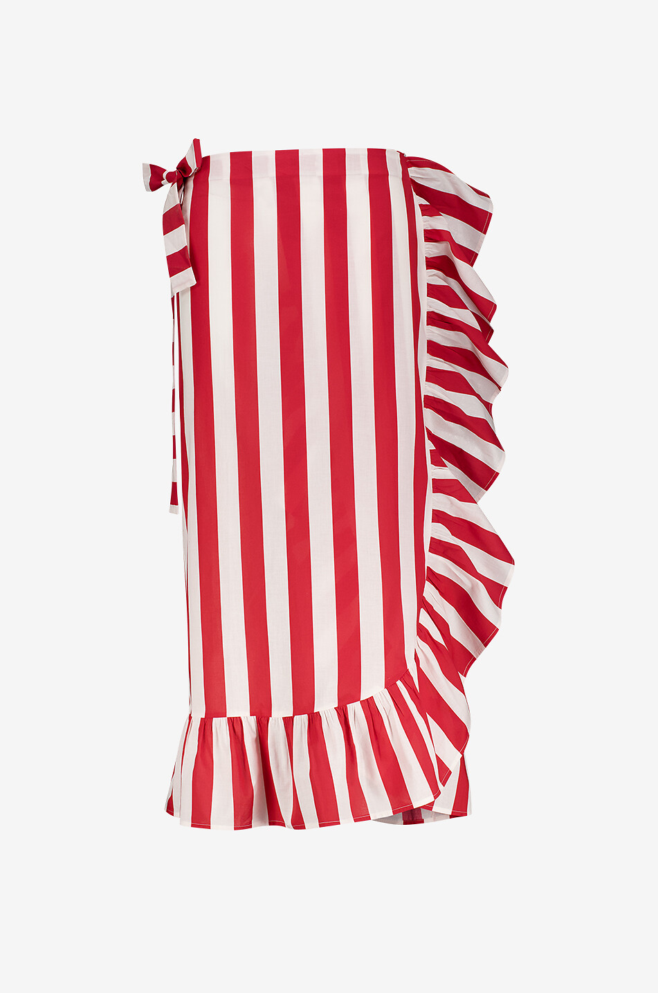 GIRLS MUST HAVE Marla striped cotton ruffled sarong Women RED 2
